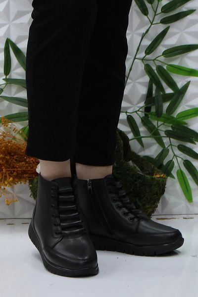 Polaris 105304   Black Comfortable Original Product Flexible Genuine Leather Women's Boots
