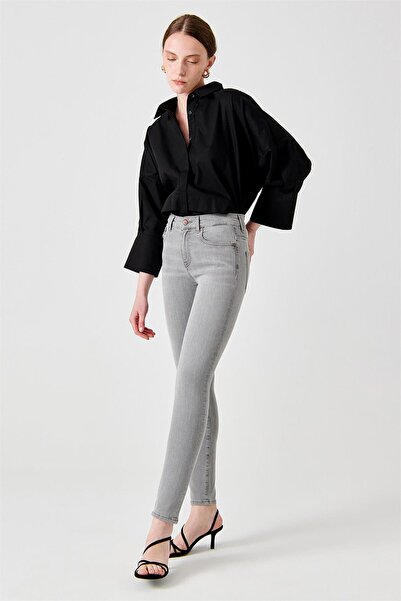 Denim Trip NELLY Skinny Fit Açık Gri Kadın Jean Pantolon