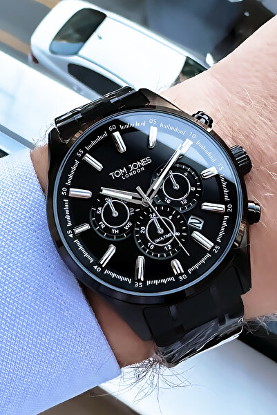 Tom Jones Orijinal Erkek Kol Saati 3 Atm Su Geçirmez Siyah Renk Çelik Kordon ...