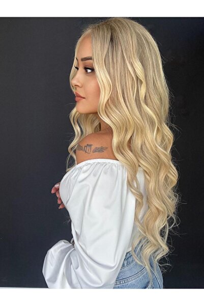 Suzan Peruk 70 cm Doğal saç Platin Tül peruk Ombreli Özel seri.Tepe kısmı tül...