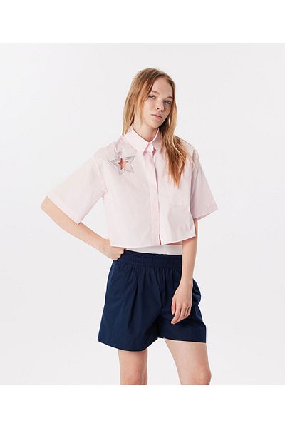Twist Hotfix Printed Cut Sleeve Shirt