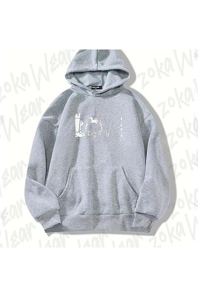 ZOKAWEAR Φούτερ με στάμπα με κουκούλα σε γκρι σχέδιο At Love