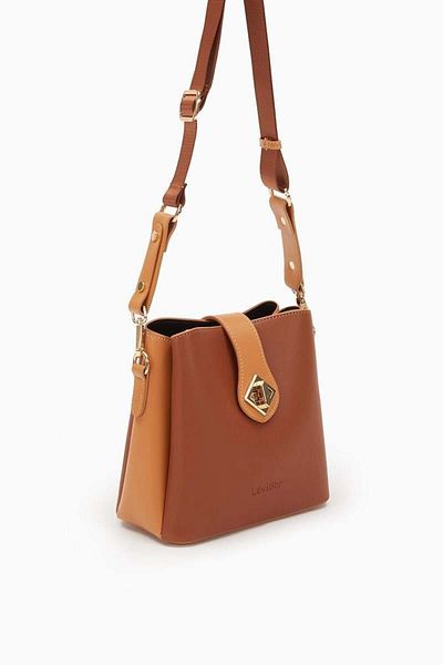 Levidor 930167   Tan Three Compartment Shoulder Bag