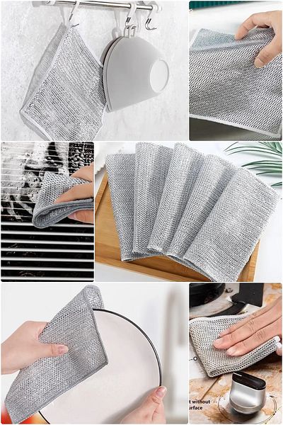 ANI OFİS KIRTASİYE A K Aluminum Colored Nylon Cleaning Cloth - Rust Wipeable and Scratch Free, For Pots, Pans and Surfaces