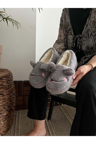 Behtah Kundura Cizme de acasă pentru femei ultra ușoare și confortabile - papuci de lână calduroase cu modele
