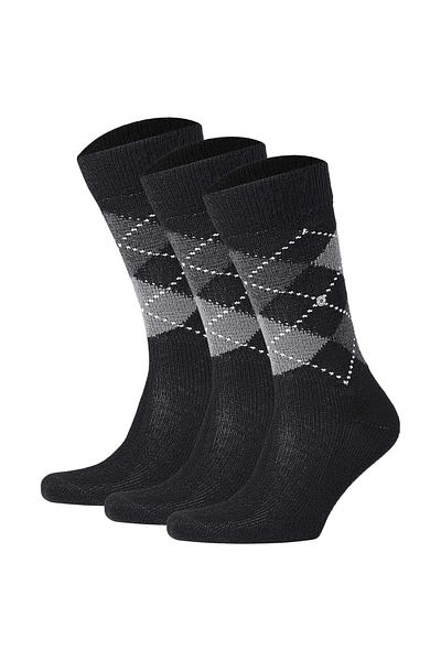 Burlington Herren Socken PRESTON 3er-Pack – Rautenmuster, weich, zum Aufstecken, Einheitsgröße, 40–46