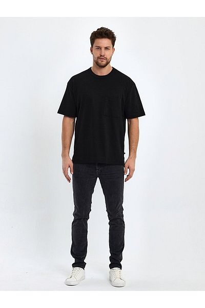Ltb Relaxed Fit Μαύρο T-shirt με τσέπες