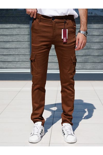 WKM Pantaloni pentru bărbați cu buzunar cargo din lycra cu croială normală