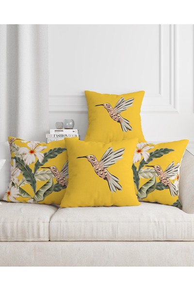 Şah Dekor طقم هدايا مكون من 4 قطع من أغطية الوسائد المزخرفة بأوراق الشجر والط...