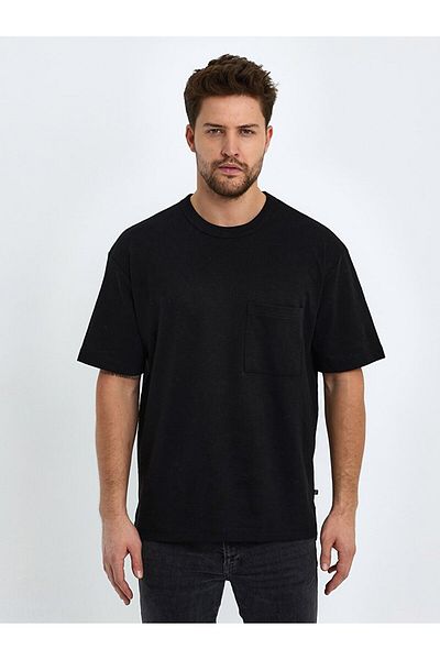 Ltb Relaxed Fit Μαύρο T-shirt με τσέπες