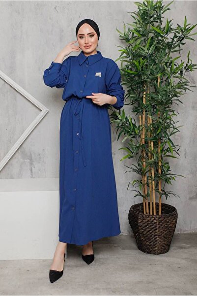 Moda Rosa 23y3308 - ساكس - فستان أساسي