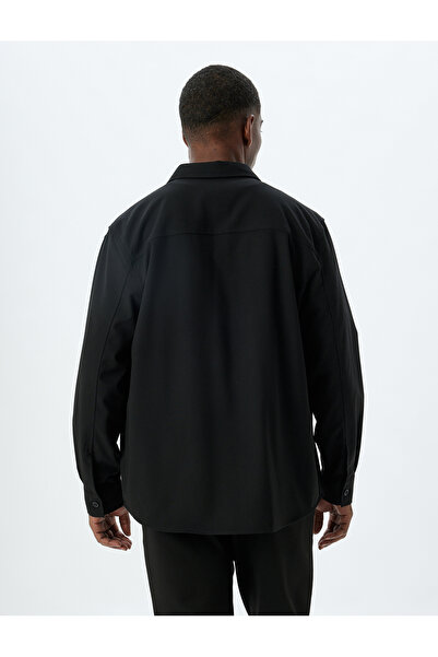 Koton Košile s dlouhým rukávem ze směsi viskózy - detail s překrytou kapsou