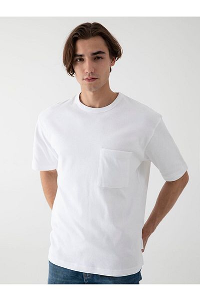 Ltb Λευκό μπλουζάκι Relaxed Fit με τσέπες