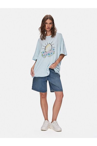 Ltb Tricou cu mânecă scurtă cu decolteu O, relaxat, albastru