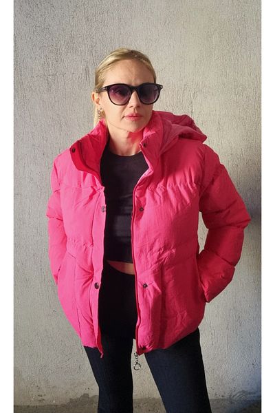 Garamak Women's Pink Hooded Pocket Short Coat
