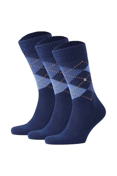 Burlington Herren Socken PRESTON 3er-Pack – Rautenmuster, weich, zum Aufstecken, Einheitsgröße, 40–46
