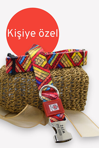 CARAMELOS KİŞİYE ÖZEL İSİMLİ- KÜNYELİ ORTA VE BÜYÜK IRK AYARLANABİLİR KÖPEK BOYUN TASMASI 2,5 CM