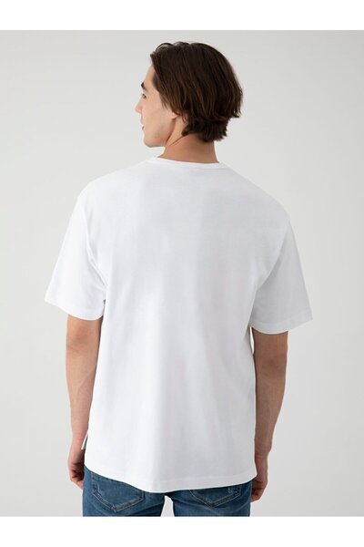 Ltb Relaxed Fit White T-shirt with Pockets