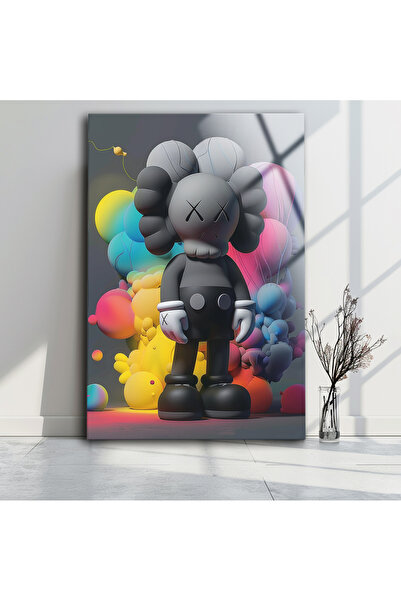 seZZeon Pictură din sticlă colorată Kaws, decor de perete pentru casă, pictur...