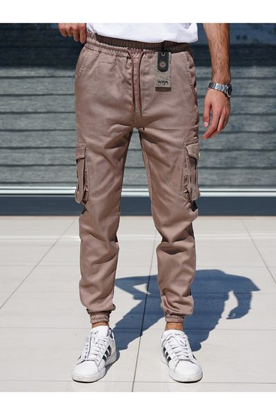 WKM Pantaloni de jogging pentru bărbați, slim fit, cu buzunare cargo, cu talie elastică
