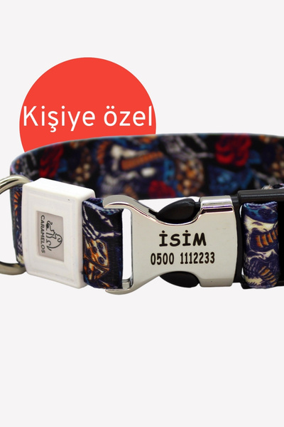 CARAMELOS KİŞİYE ÖZEL İSİMLİ- KÜNYELİ ORTA VE BÜYÜK IRK AYARLANABİLİR KÖPEK BOYUN TASMASI 2,5 CM
