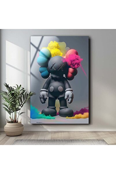 BV DEKOR Pictură pe sticlă Kaws, decor de perete cu culori vibrante, gata de ...
