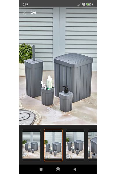 GenelTedarik Anthracite Corded 4 Piece Bathroom Toilet Set