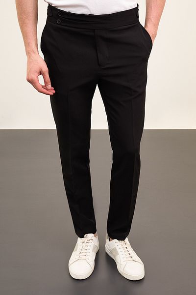 Mcr Straight Super Slim Fit Men's Trousers with Buckle Belt Detail Black - 38265.24Y