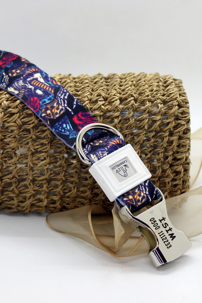 CARAMELOS KİŞİYE ÖZEL İSİMLİ- KÜNYELİ ORTA VE BÜYÜK IRK AYARLANABİLİR KÖPEK BOYUN TASMASI 2,5 CM