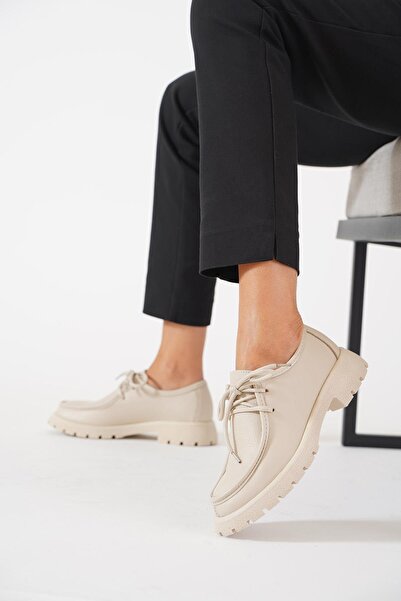 Moda Pie Γυναικείες μπαλαρίνες Monis Hashpapi σε μπεζ χρώμα - Σχέδιο δεμένο