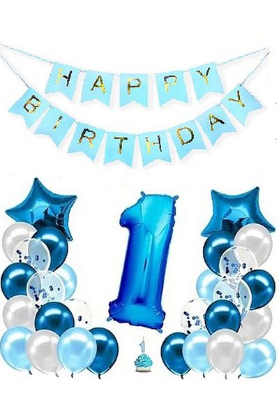 DÜVENCİ TİCARET Blue Color Age Balloon Set