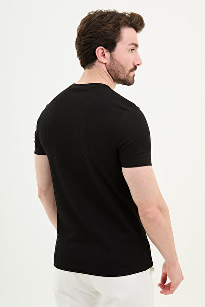 Mcr Ανδρικό μπλουζάκι με μοτίβο Slim Fit Crew Neck Μαύρο - 36835.24Y