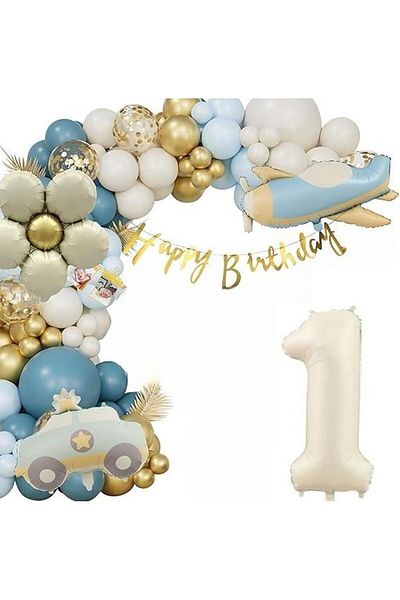 DÜVENCİ TİCARET Airplane Car Daisy Foil Age Balloon Set