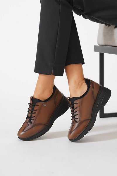 Moda Pie Pantofi de damă Adel din piele naturală - piele de nuc cauciuc