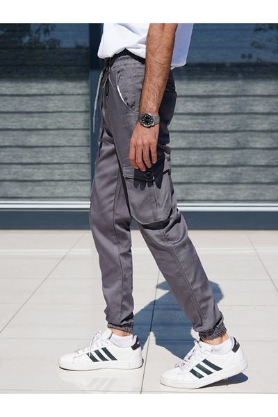 WKM Pantaloni de jogging pentru bărbați, cu tăietură normală, cu buzunare cargo și talie elastică