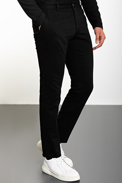 Mcr Plain Slim Fit Canvas Men's Trousers Black - 38210.23K