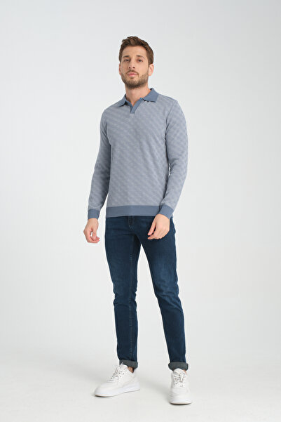 GW Marino Чоловічий трикотажний светр з довгими рукавами, з відкритим коміром та прямим кроєм