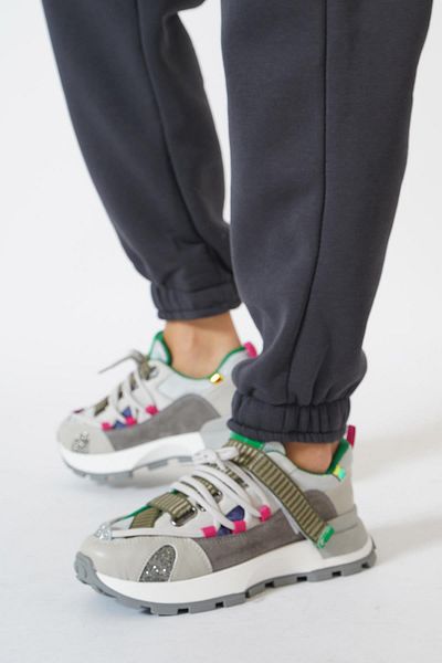 Moda Pie Gray Dina Women's Sneakers - Velcro and Laces
