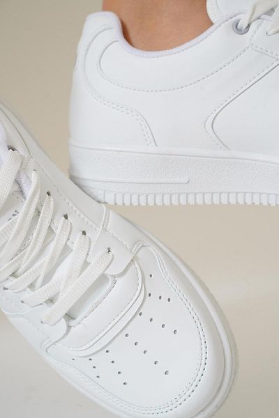 Moda Pie Pantofi sport de damă White Skin Pones - cu emblema laterală