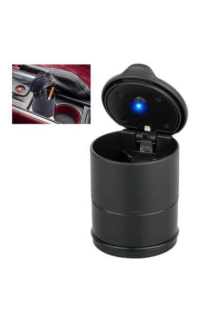 CNGZSHOP Scrumieră cu lumină LED albastră pentru mașină, coș de gunoi pentru ...