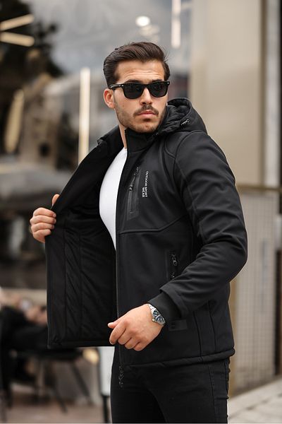 Jaglion Outdoor Water and Windproof Men's Mountaineer Camper Skier Softshell Coat with Fur Inside