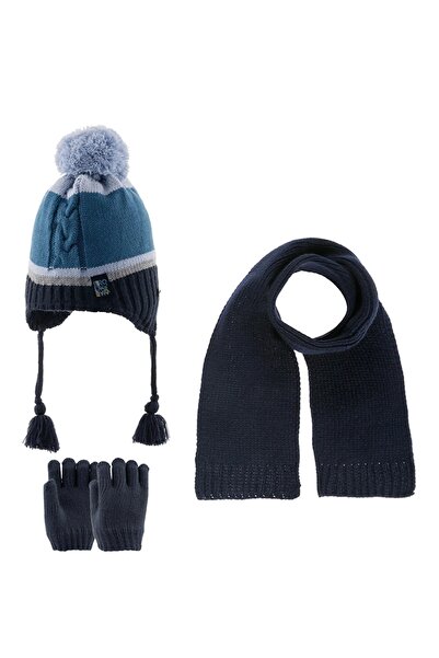 Kitti Men's Scarf Beanie Gloves Set (Age 1-4) K23160-07 Navy Blue