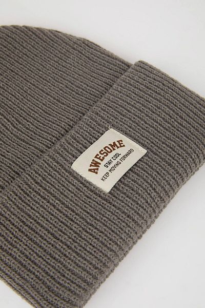 DeFacto Boy's Woven Labeled Ribbed Knitted Beanie 3129419