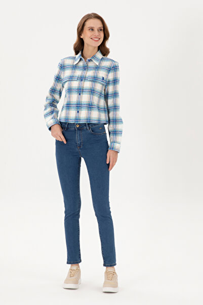 U.S. Polo Assn. Kadın Saks Uzun Kollu Gömlek 50291115-VR045