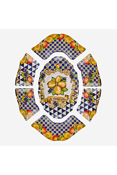 CHIARA ALESSI Capri Mavi Melamin Meze Tabağı 7 Parça