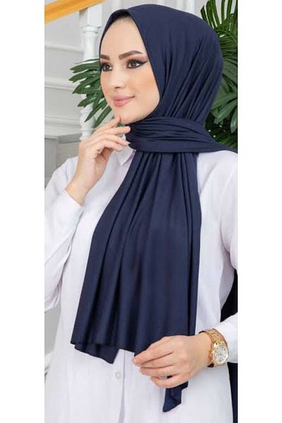HAR-UM Ticaret حجاب نسائي شال قطن ممشط أزرق كحلي