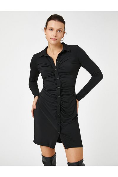 Koton Shirt Dress Draped Slim Fit