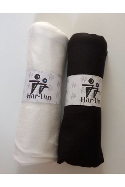 HAR-UM Ticaret Hijab Women's Combed Cotton Shawl Model-Set of 2 Black>white