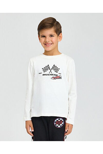 SKECHERS B Graphic Tee Long Sleeve T-Shirt Büyük Erkek Çocuk Offwhite Tshirt ...