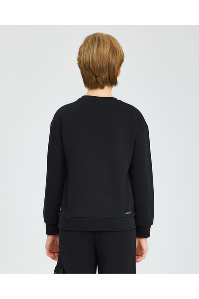 SKECHERS B Essential Crew Neck Sweatshirt Büyük Erkek Çocuk Siyah Sweatshirt Sk232065-001